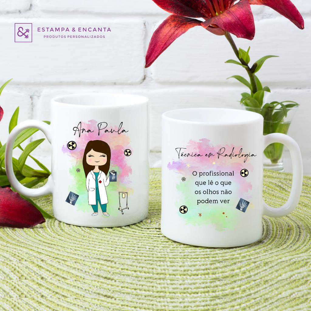 Caneca de Cerâmica Personalizada Profissão Técnica em Radiologia
