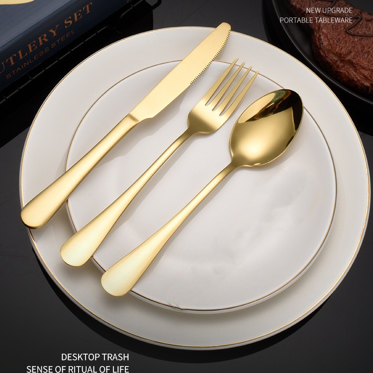 36 Peças Talheres de Aço Inox Dourada Garfo Colher Faca Faqueiro
