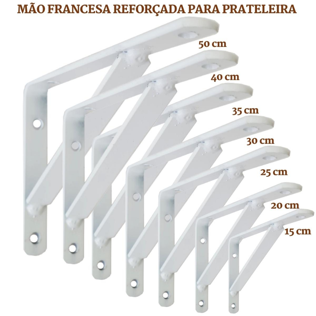 Mão Francesa Reforçada Suporte para Prateleira Cantoneira de 15cm a ...