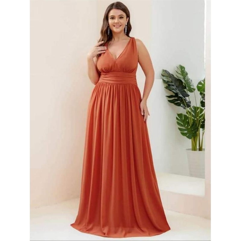 Vestido Madrinha longo laranja queimado Terracota Ever Pretty Festa ...