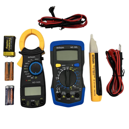 Kit Multimetro Digital Profissional Tela Lcd Iluminada Alicate Amperimetro Caneta Detectora De Energia