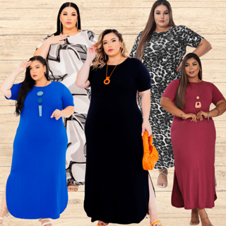 Kit 2 Vestidos Longos Evangélico Plus Size Veste Até 60 Moda