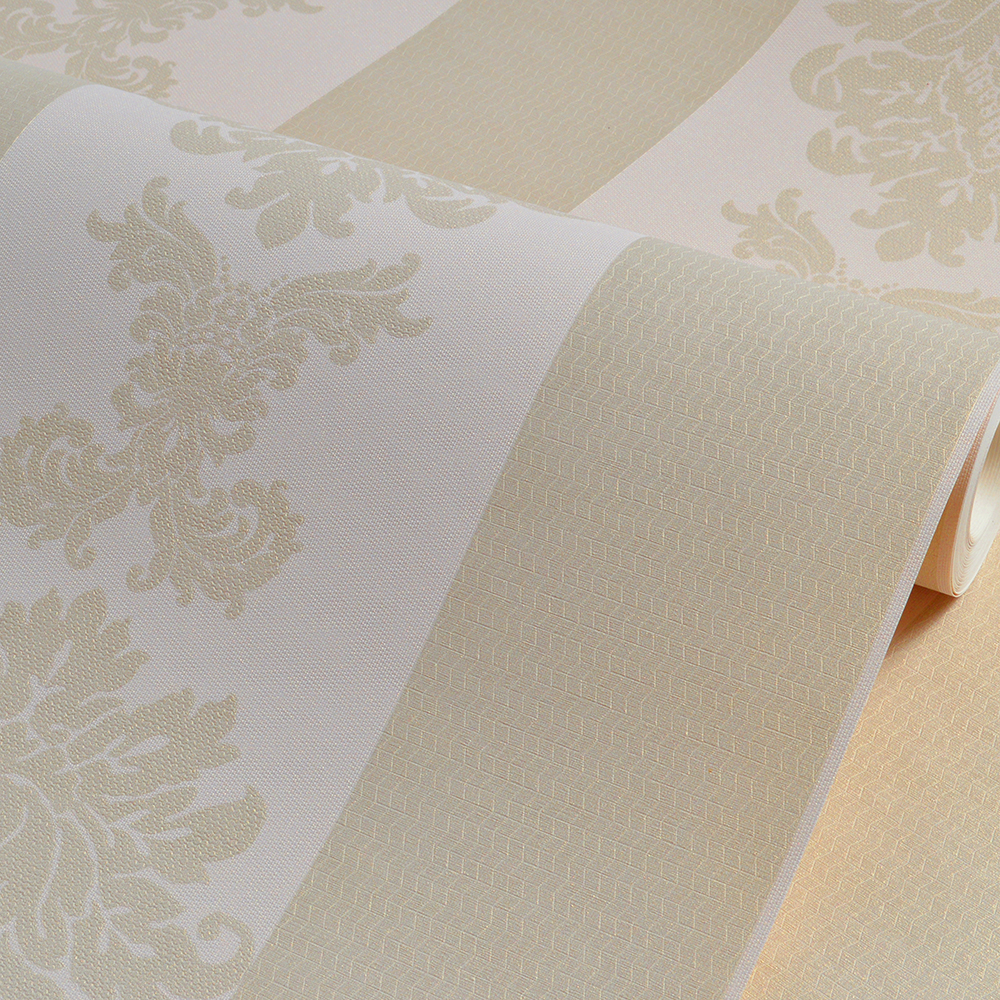 Papel de Parede Vinílico Floral Bege e Dourado 10mX53cm