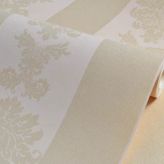 Papel de Parede Vinílico Floral Bege e Dourado 10mX53cm