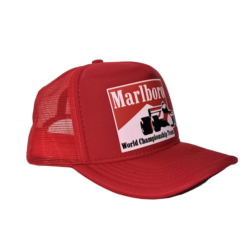 Boné Aba Curva F1 Vintage Retro Mc laren Marlboro Red Full Trucker