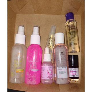 Kit -Água Micelar 120ml, Bruma Gold 120ml ,Bruma Diamond Glow 120ml, Sabonete Facial Clareamento 60ml, Lip Gloss Gold, Sérum Unicornio, Lip tint Liquído - Alkmena k-2