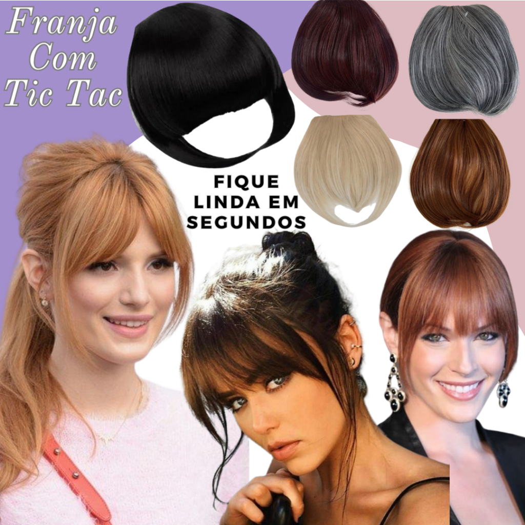 Franja de Tic Tac lisa Idêntica ao Cabelo Humano