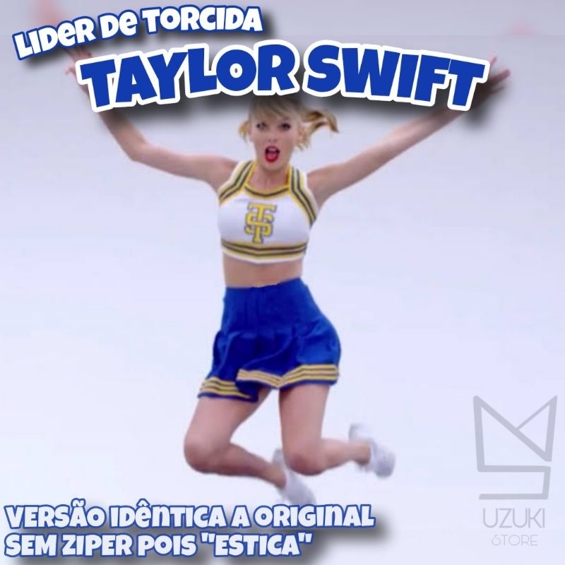 Líder de torcida taylor swift (MANDAR AS MEDIDAS), fantasia taylor swift shake it off, conjunto cheerleader
