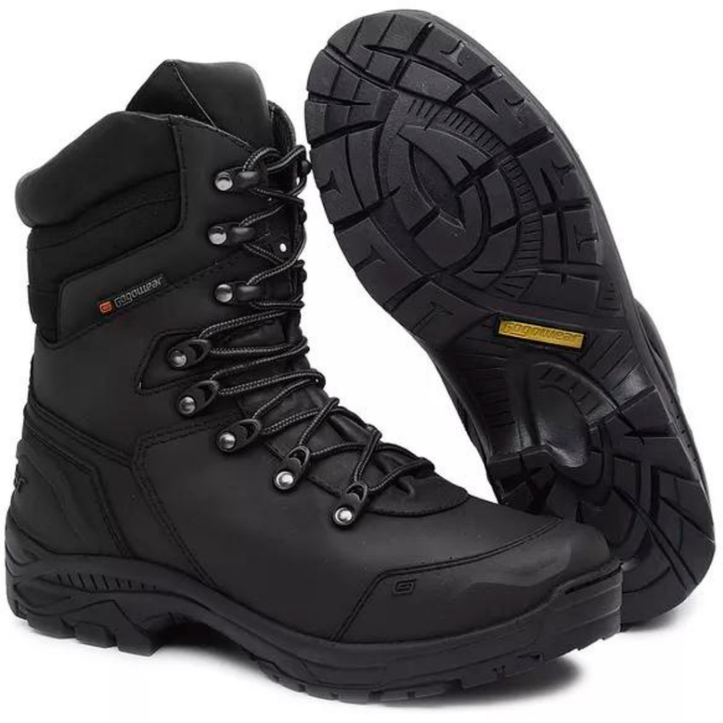 Bota Botina Tática Militar Cano Alto Preto Gogowear Ca Trilha Aventura Coturno Militar 100% Couro Aventura Prova D'agua Impermeável Moto Motoqueiro Adventure EPI