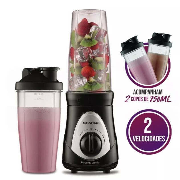 Liquidificador Personal Blender Portátil Mondial 220V DG01 + 1 Copo