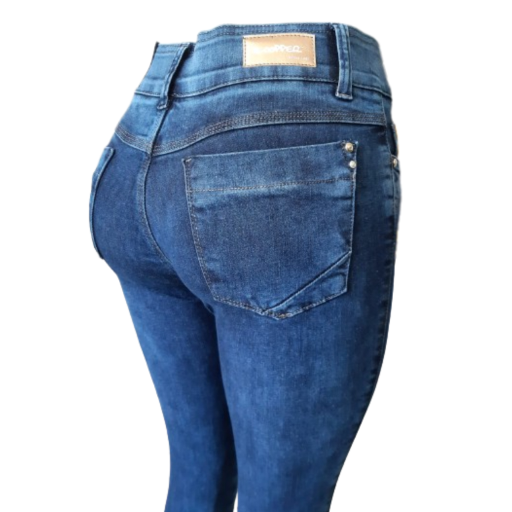 Calça Jeans Feminina Looper Cintura Alta Cós Anatômico Lycra