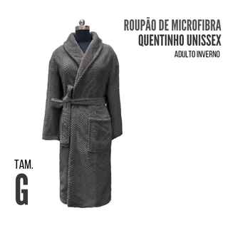 Roupão de Microfibra Adulto Inverno Quentinho Unissex TAMANHO G Aveludado