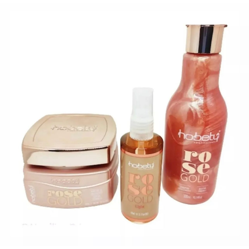 Kit Hobety Rose Gold Shampoo 750ml + Mascara 750gr + Seron 60ml