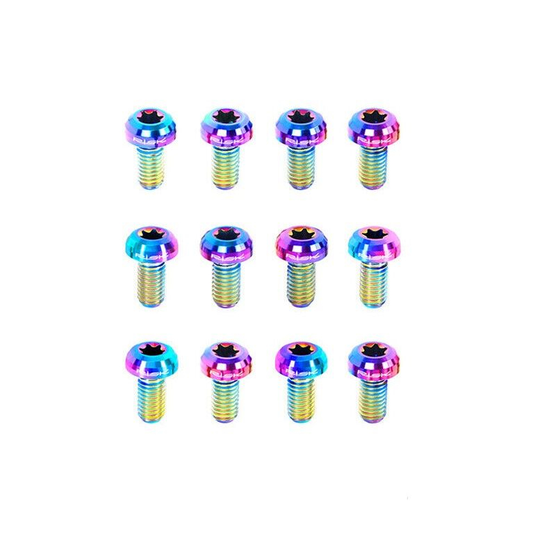 6 Boulons En Titane Gr5 M5x10/12 Mm - Tête Bouton Torx T25, Pour Freins Disque Vélo, Léger Et Solide