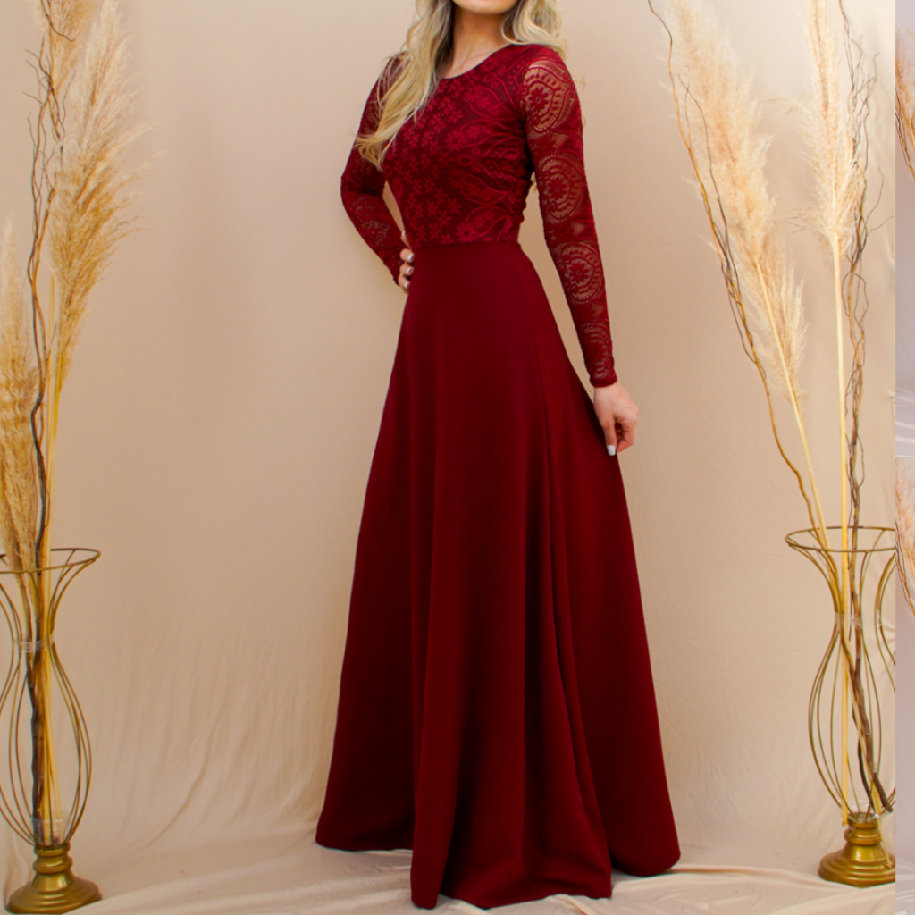 Vestido longo princesa Casual Rodado Alcinha vermelho - Bella Donna