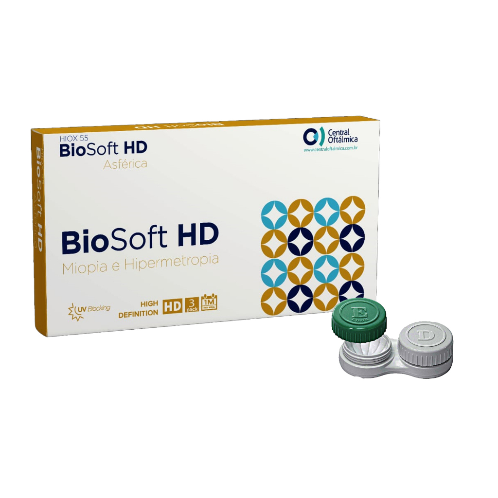 Lente de Contato Biosoft Hd Asférica Miopia Uso Mensal Ate -20,00
