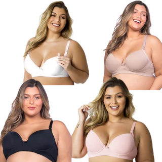 Sutiã Com Bojo Plus Size Liso Amamentação Conforto Premium Direto De Fábrica