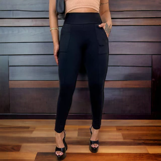 Calça Montaria Legging Grossa Flanelada Feminina Com Bolso Agro Boiadeira