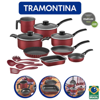 Jogo De Panelas Antiaderente Tramontina 12 Peças Turim Com Utensílios em Oferta na Shopee