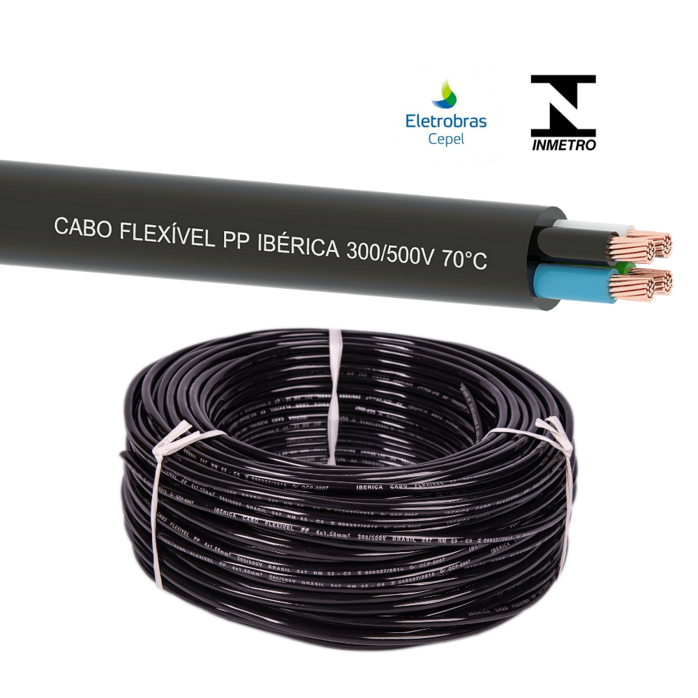 Cabo Flexível PP Ibérica 4 x 1,50 mm Rolo 100 mts | Shopee Brasil