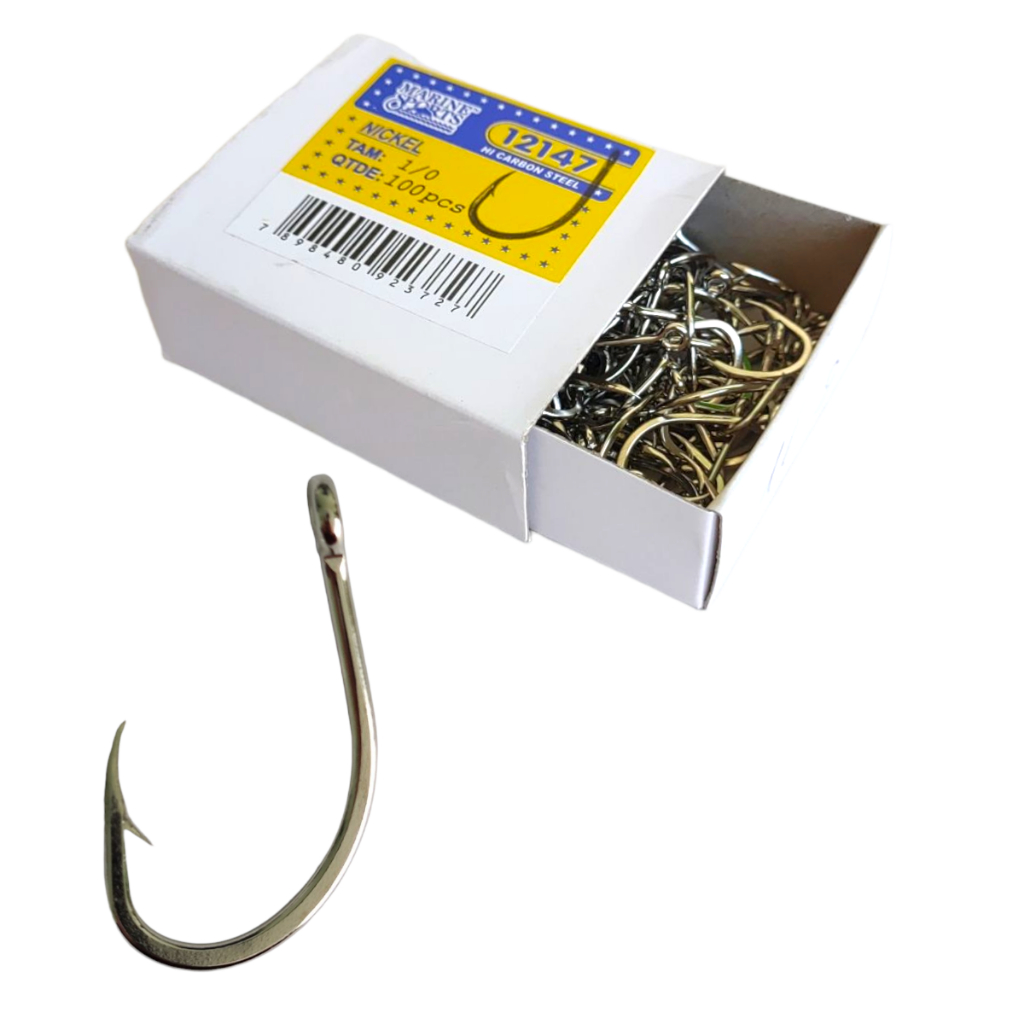 Anzol 12147 Marine Sports Caixa Com 100 Vários Tamanhos Aço Carbono Níquel Reforçado