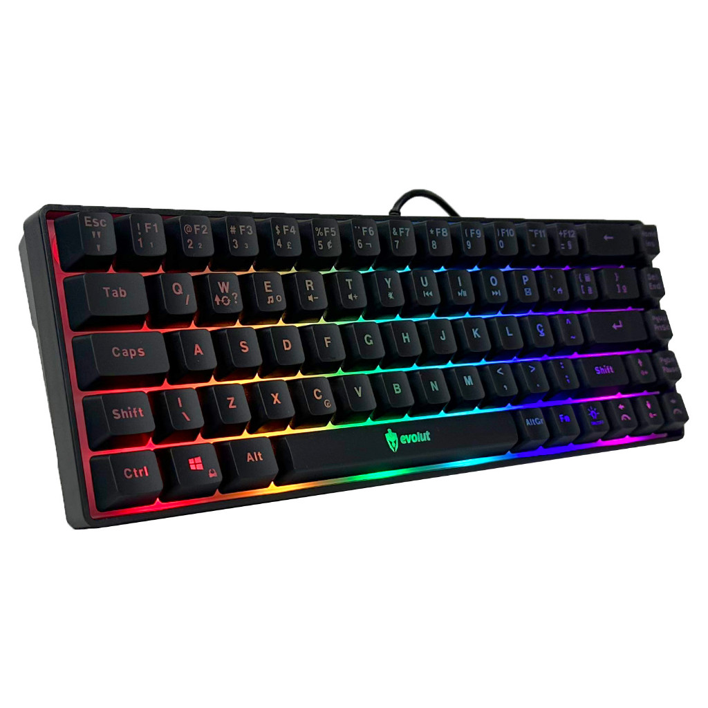Teclado Gamer Semi Mecânico Led Rgb Abnt2 Usb Pc Videogame Pequeno 60%