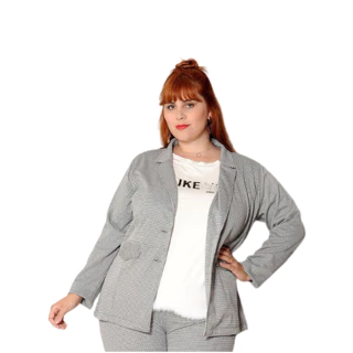 Blazer Casaquinho Max Alfaiataria Feminino Jacquard Plus Size M G GG