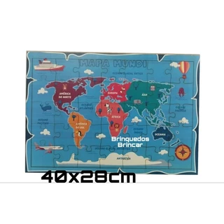 Brinquedo pedagógico quebra cabeça Mapa Mundi