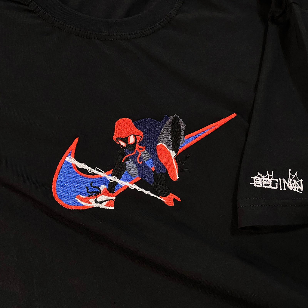 Camiseta Homem aranha Bordada camisa 100% algodao penteado Spiderman bordado