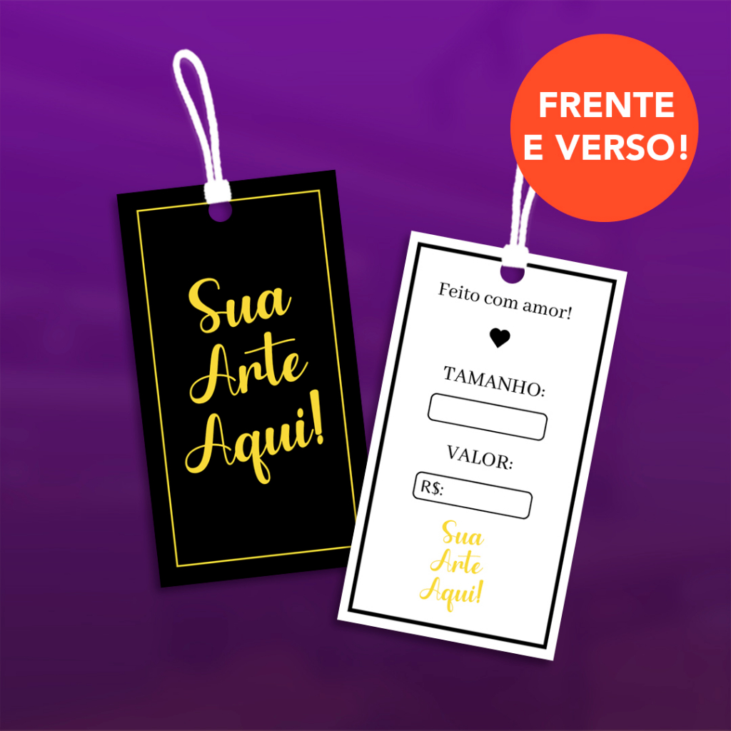 100 Etiquetas para Roupas / Tags de Roupas Personalizadas 9x5 cm ...
