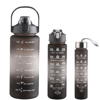 Kit 3 Garrafas Squeeze Agua Galão Com Adesivos 3D e 2D Mensagens Motivacionais, Hidratação Durante o Treino