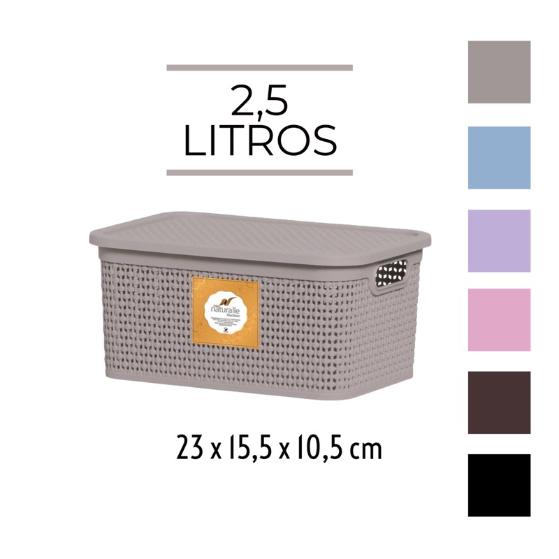 Caixa Organizadora Rattan - 2,5 Litros com Tampa - Rischioto
