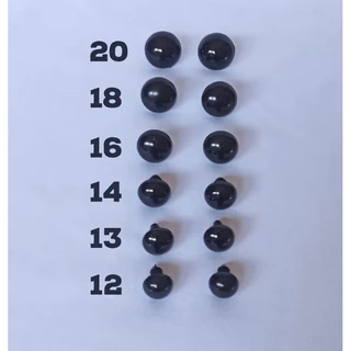Kit Olho com trava de segurança preto para amigurumi e boneca, olhos tamanho 12, 13, 14, 16, 18 e 20