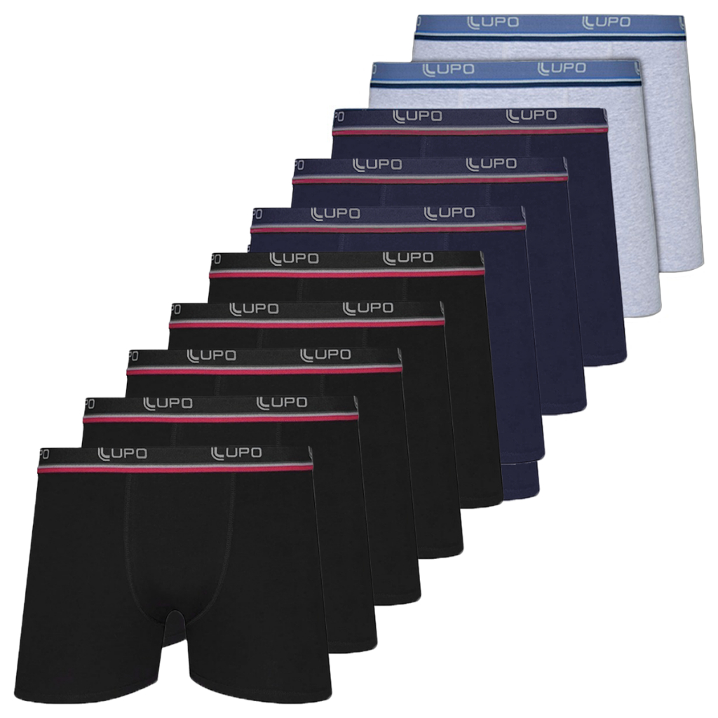 Kit 10 Cuecas Lupo Boxer Masculinas Atacado Box Algodão