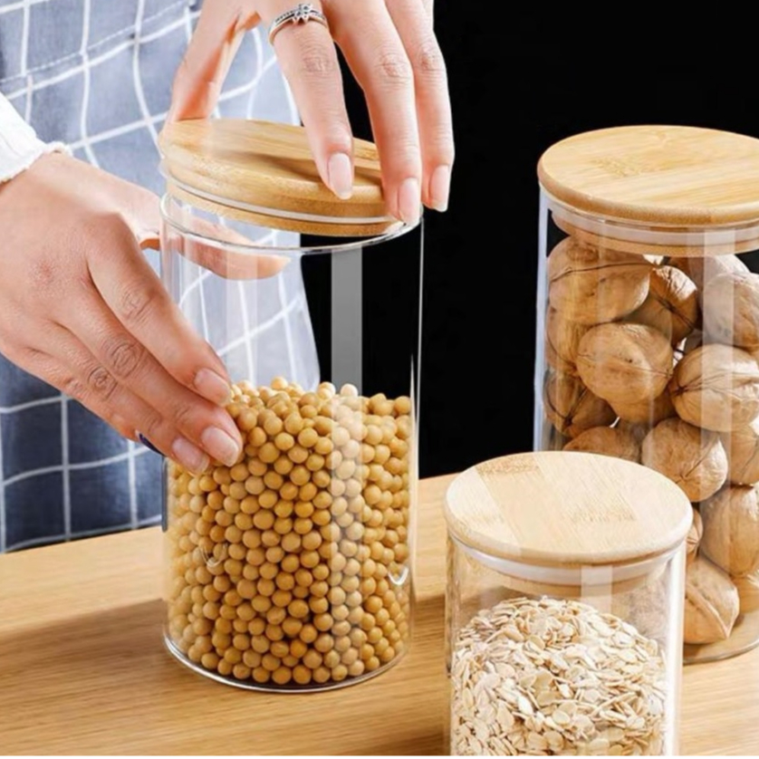 OFERTA Pote Acrílico Com Tampa Redondo Plástico Super Vedação Transparente Multiuso Universal 1100ML 900ML 700ML E 450ML