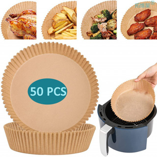 50pçs Tapete Redondo De Papel Descartável Air Fryer Antiaderente Para Cozimento
