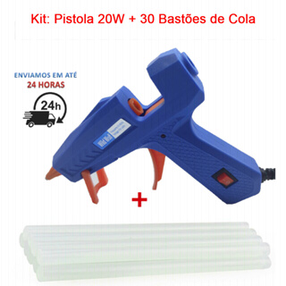 Combo Artesanato Pistola 20w Bivolt + 30 Bastões de Cola Quente de 7mm