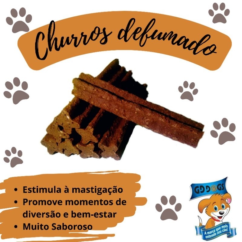 Petisco para cães - Churros Defumado sabor carne em Oferta na Shopee