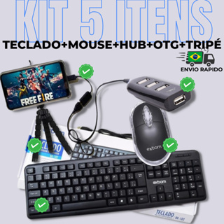 Combo Mobilador Completo Para Celular Com Teclado, Mouse, Hub Usb, Cabo Otg, Tripé Suporte Flexível