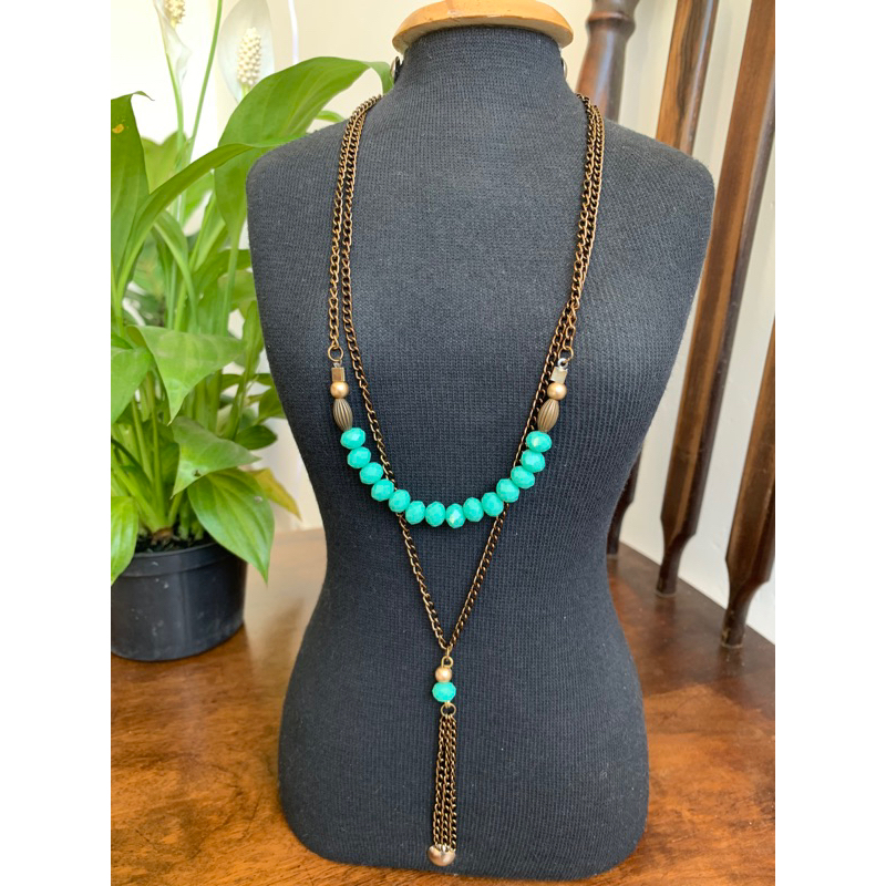 Colar feminino longo delicado dupla camada | Shopee Brasil