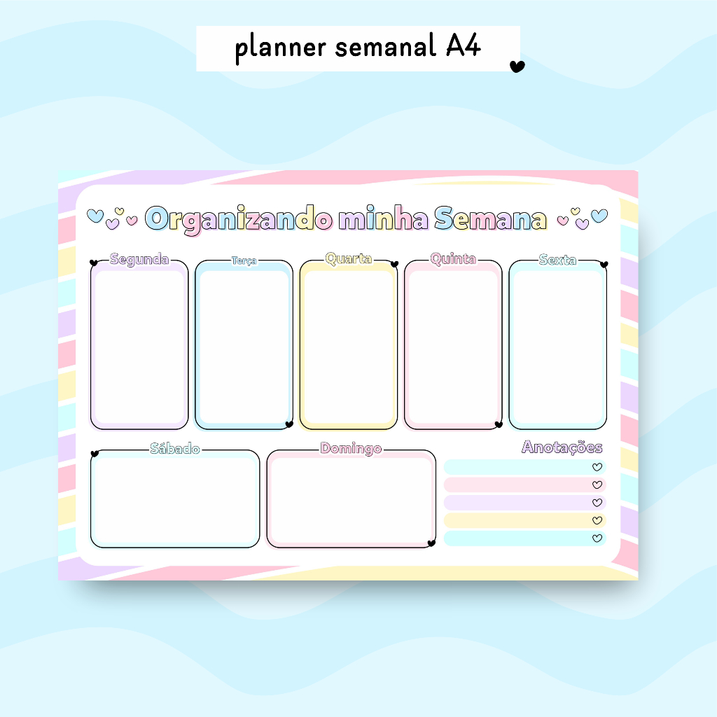 Bloco Planner Semanal Tamanho A4 com 20 Folhas | Shopee Brasil