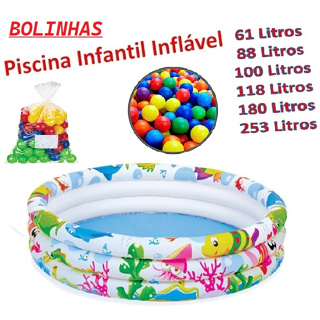 Piscina Inflável Infantil 3 Anéis Fundo do Mar Redonda