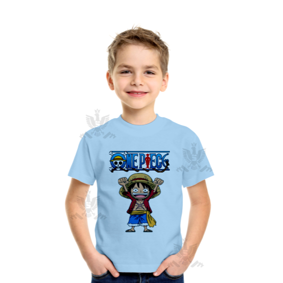 Camiseta infantil Monkey D. Luffy azul, One Piece