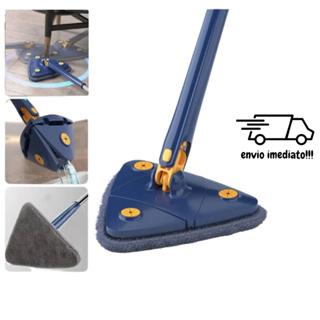 Mop Triangular 360º Rodo De Limpeza Esfregão Giratório Limpa Vidros Chão Parede 2 peças microfibra
