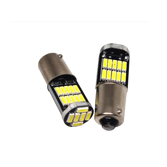 Kit de 4 lampadas BA9S T4W H6W 26 LEDS super branca efeito xenon