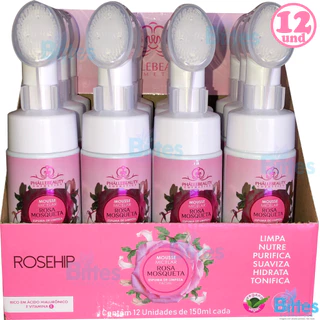 Box 12 mousse micelar Rosa mosqueta phallebeauty espuma de limpeza facial