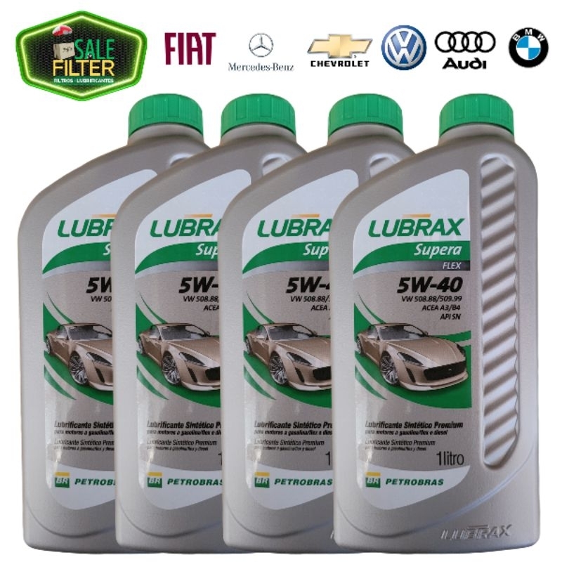 KIT 4L ÓLEO SINTÉTICO 5W40 SUPERA FLEX LUBRAX / PETROBRAS