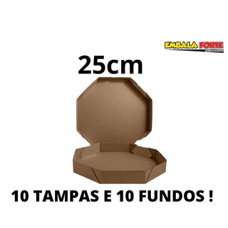 10 caixas Pardas Oitavada para pizza esfihas salgados doces 25cm(10 tampas e 10 fundos)
