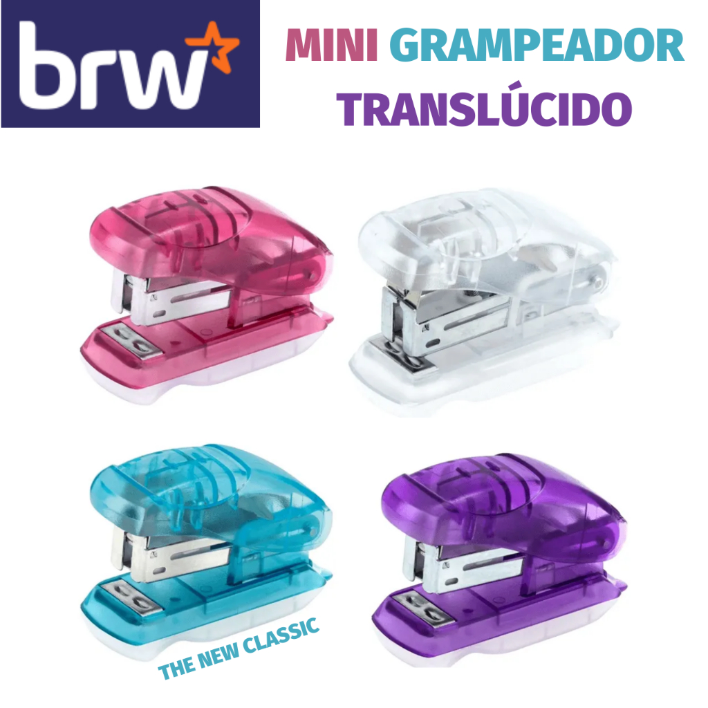 Mini Grampeador BRW Translúcido Colorido