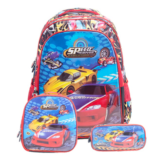 Kit Mochila Escolar Infantil de Rodinhas Menino Bolsa Resistente Impermeável Com Lancheira e Estojo